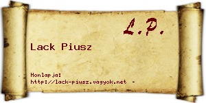 Lack Piusz névjegykártya